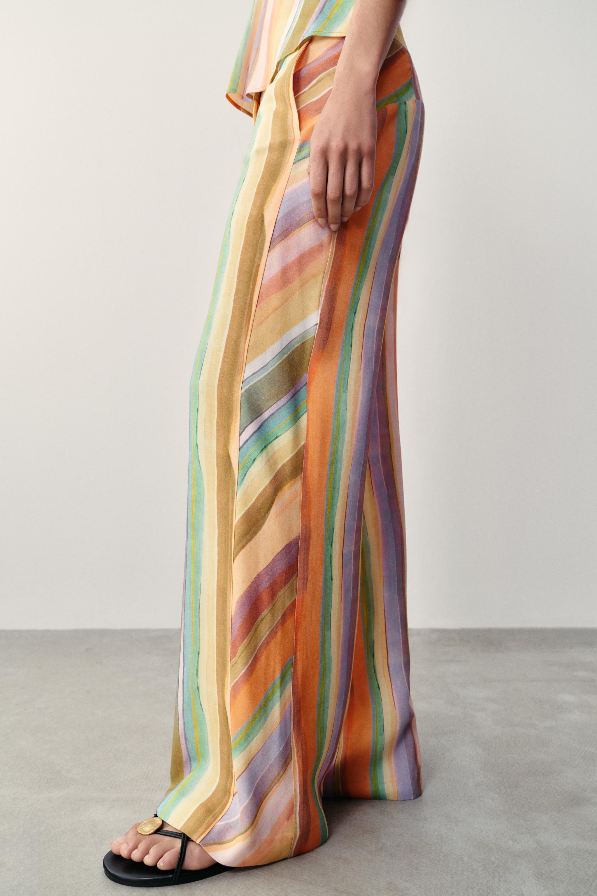 STRIPED WIDE LEG PANTS